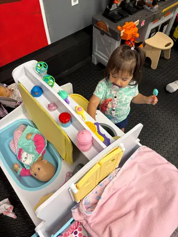 Bathing the baby dolls