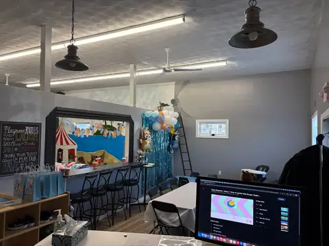 The cafe counter looking across the main play room