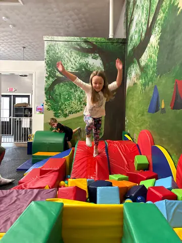 Jumping on the soft play